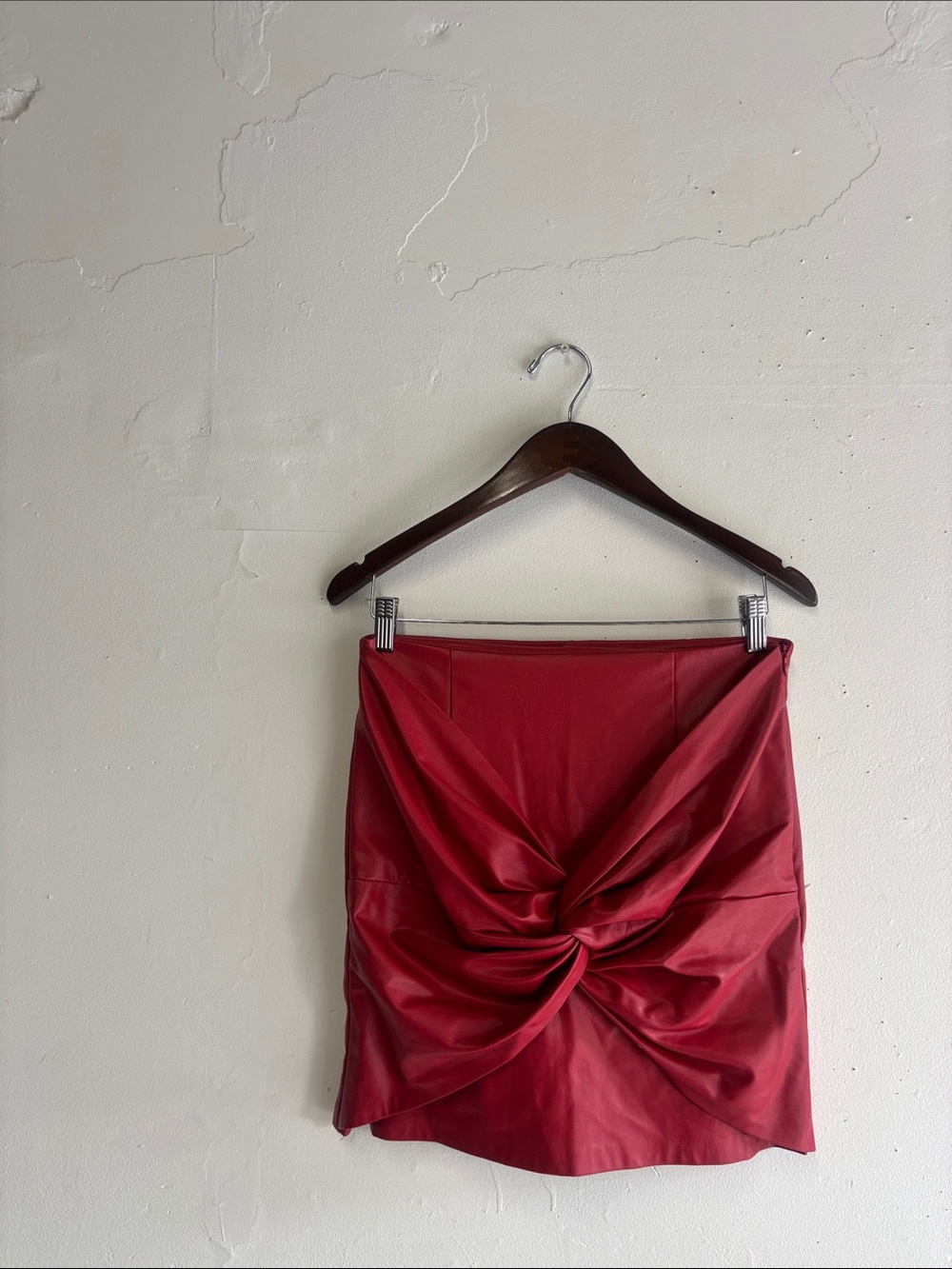 Zara Red Knot-Front Mini Skirt